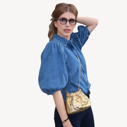 Casual Blue Bell Sleeve Top