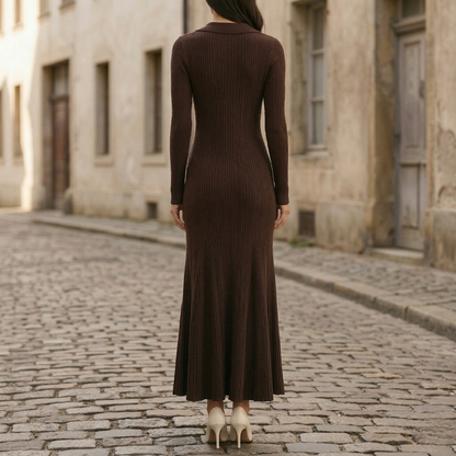 Comfy Long Sleeve Fit and Flare Knit Dress