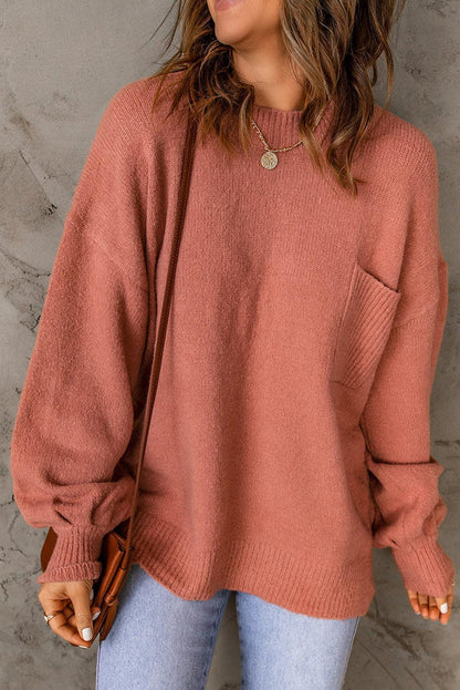 Soft Big Pastel Pink Women's Crew Neck Sweater