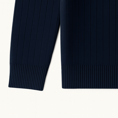 Textured Crew Neck Half Zip Sweater for Men