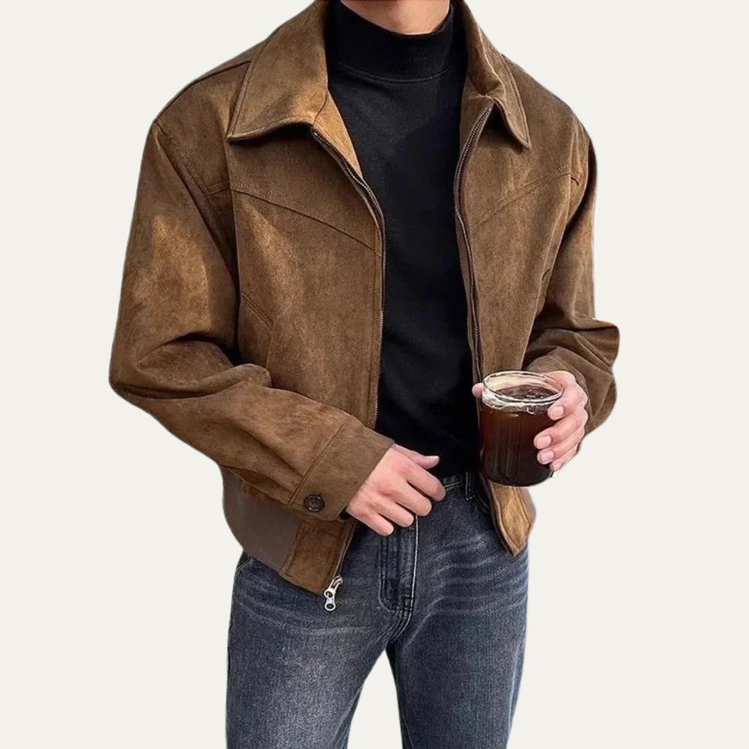 Men's Short Zip Up Denim Jacket
