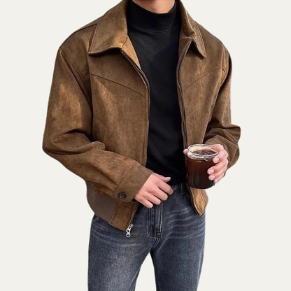 Men's Short Zip Up Denim Jacket