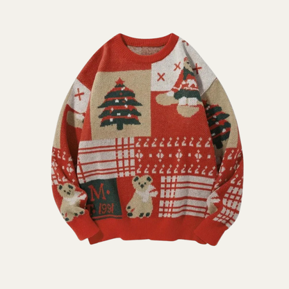 Holiday Chevron Pattern Winter Knit Sweater - OutfitLondon