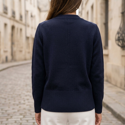 Women's Soft V-Neck Cardigan Sweater with Heart Button