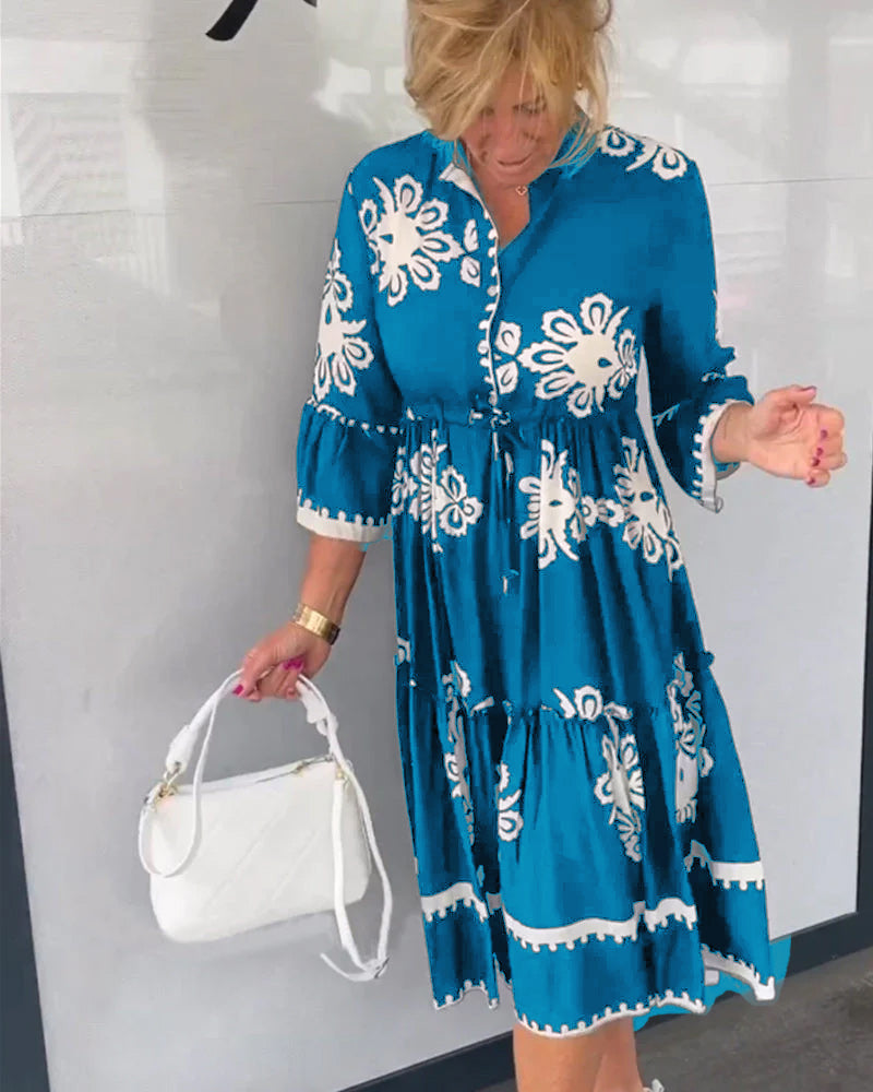 Beautiful Women's Floral Short Sleeve Midi Dress
