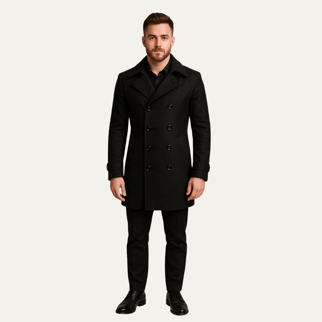 Warm Navy Blue Winter Coat for Men - OutfitLondon
