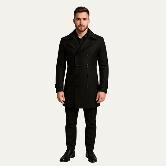 Warm Navy Blue Winter Coat for Men - OutfitLondon