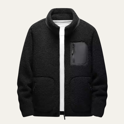 Warm Mens Fleece Coat with Contrast Pocket