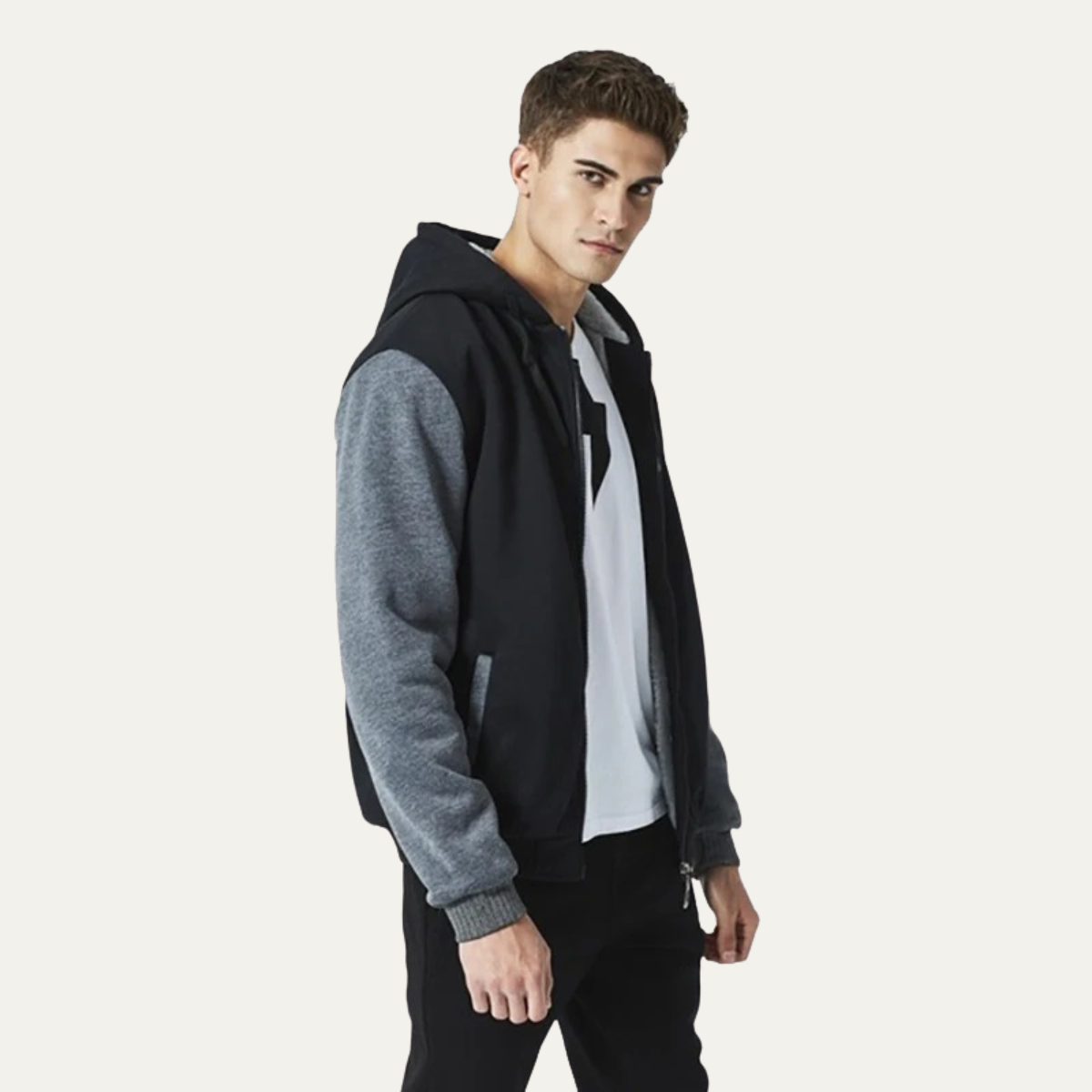 Warm Men's Fleece Zip Up Hooded Jacket