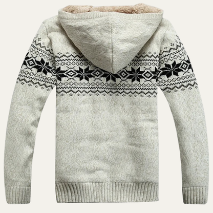 Warm Nordic Pattern Men's Zip Up Sweater Jacket