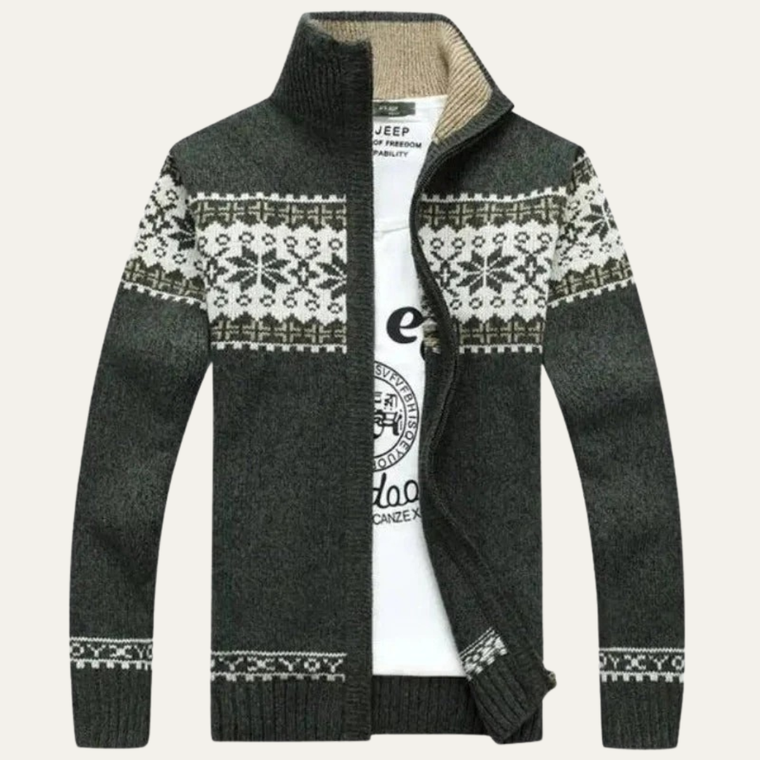 Warm Winter Cable Knit Mens Cardigan Sweater