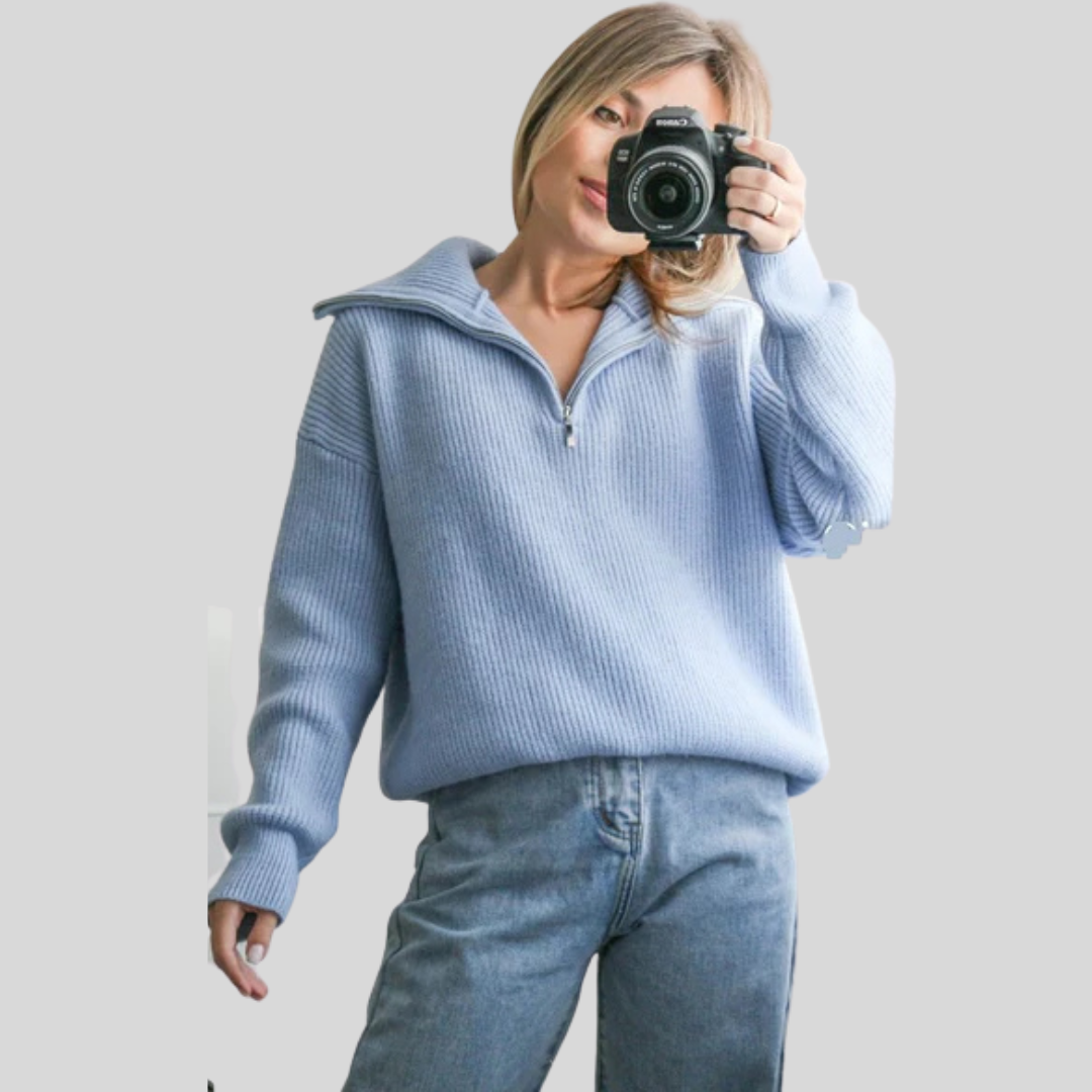 Soft Relaxed Fit Half Zip Sweater