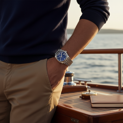 Men's Luxury Quartz Watch with Silver Strap