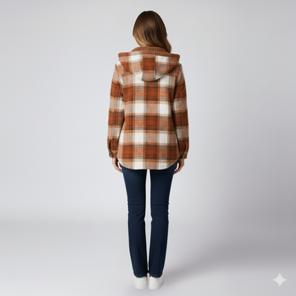 Warm Hooded Plaid Jacket for Women