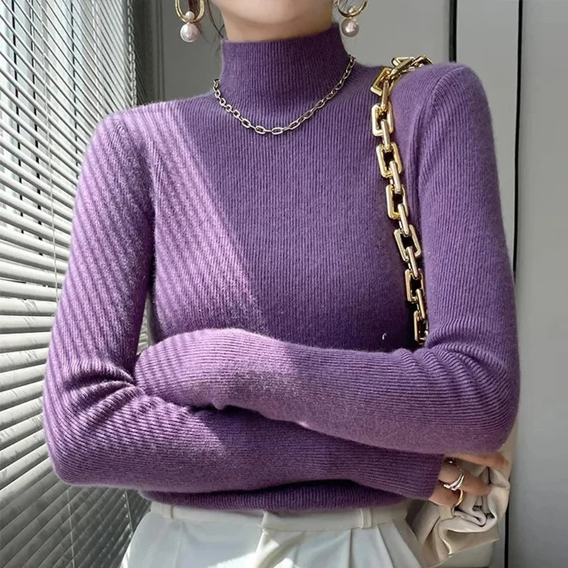 Cozy Fitted Ladies Wool Winter Sweater