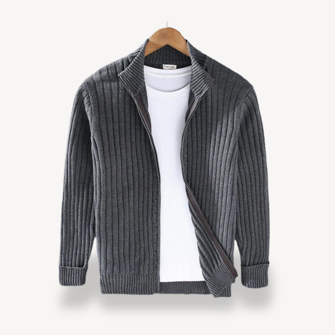Colorful Crew Neck Zip Up Cardigan Men