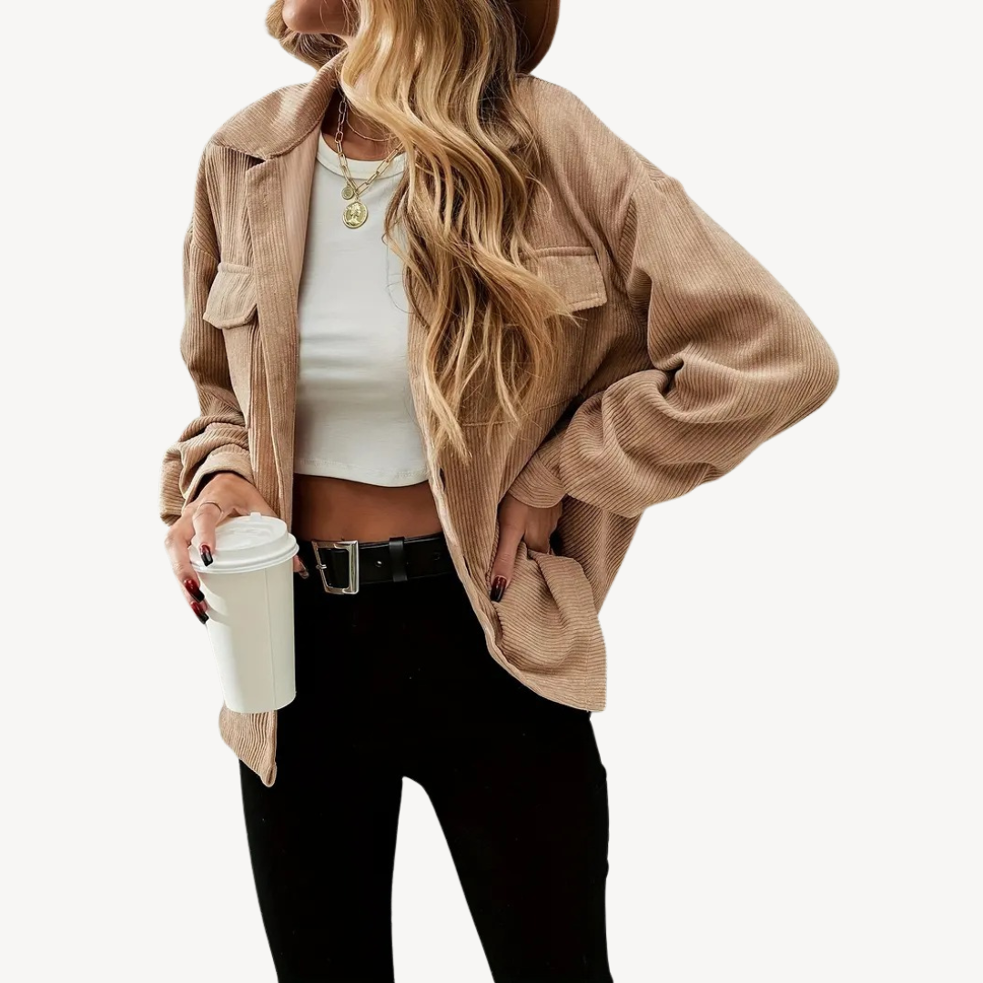 Ladies Classic Button Front Cord Jacket