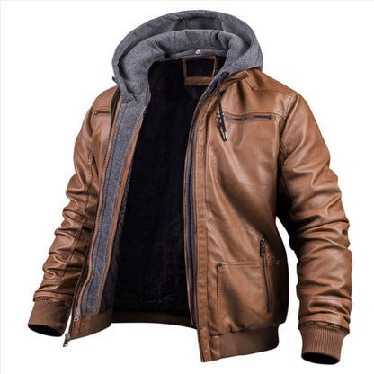Stylish Men's Brown Leather Biker Jacket