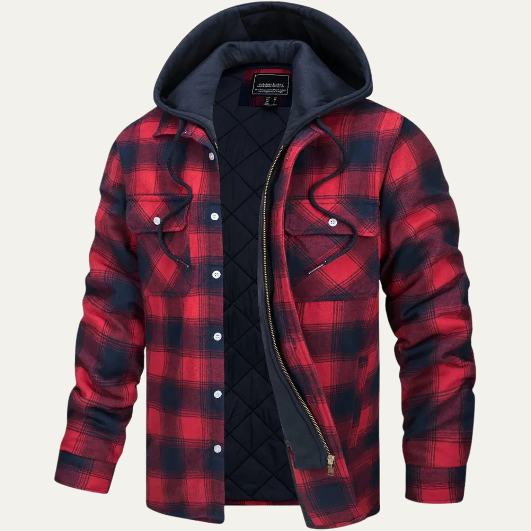 Warm Plaid Hooded Jacket for Men - OutfitLondon