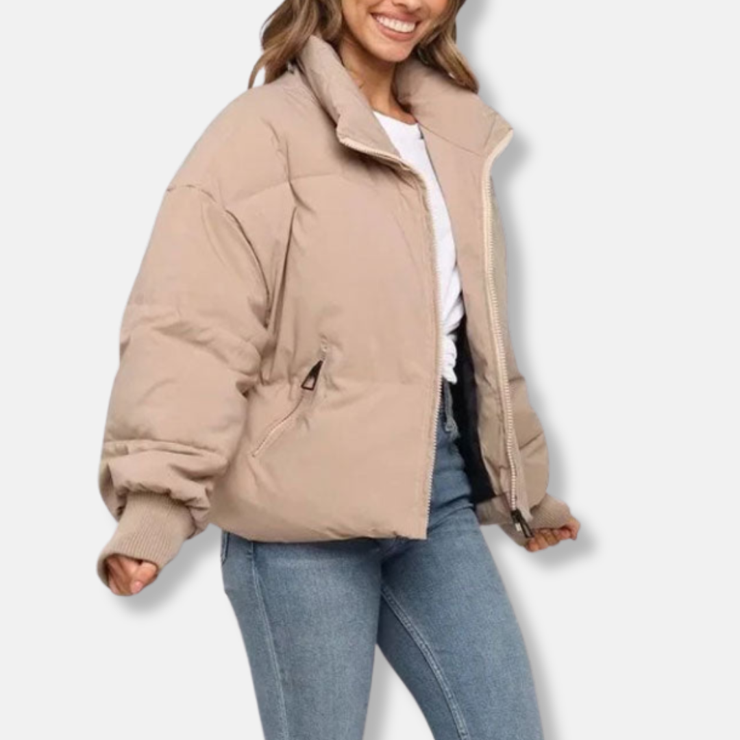 Women's Oversized Puffer Coat with Ribbed Cuffs