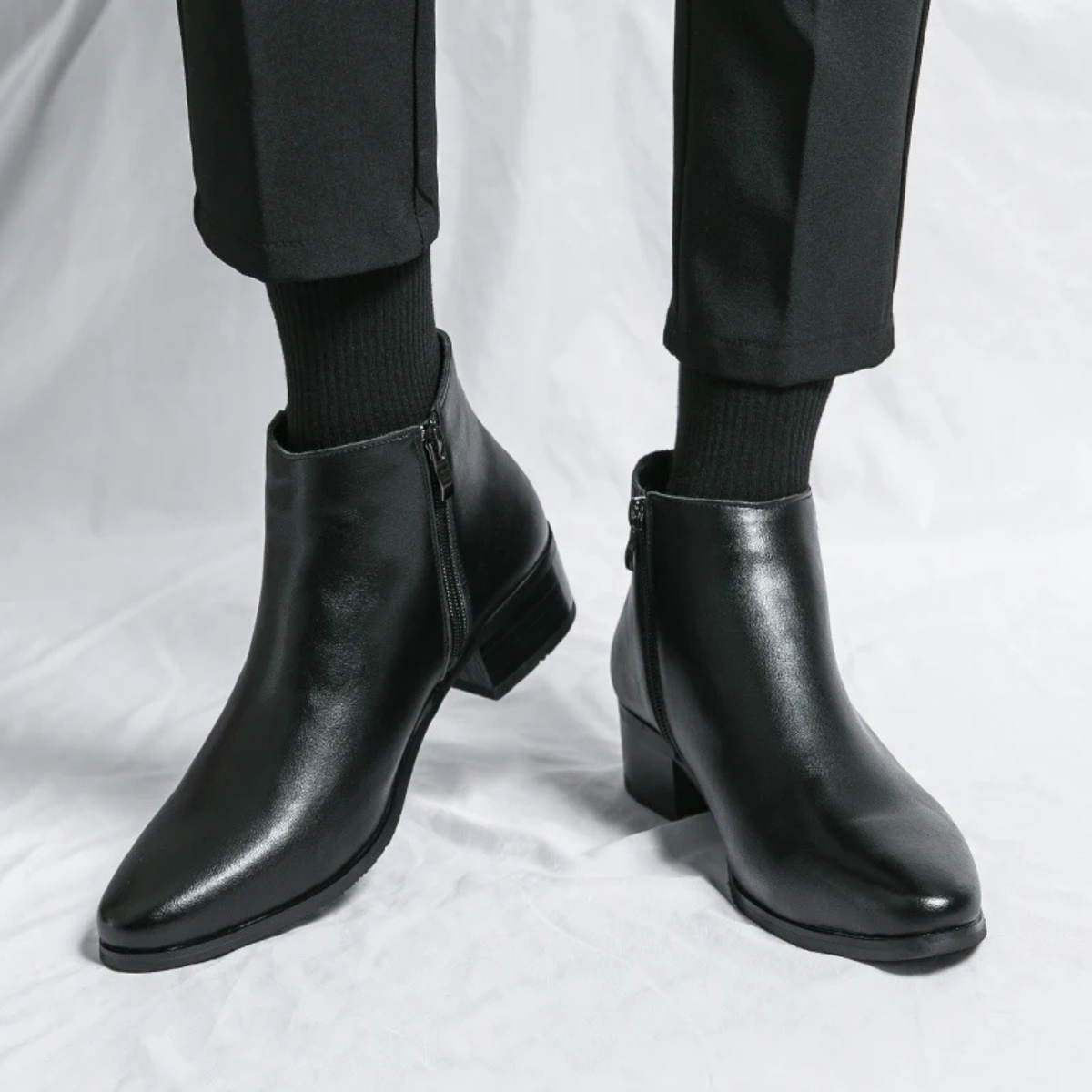Elegant Men's Leather Ankle Dress Boots