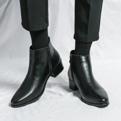 Elegant Men's Leather Ankle Dress Boots