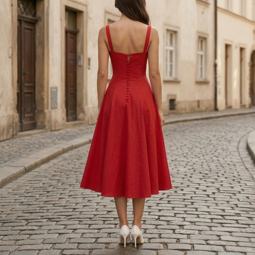 Casual Fit Summer Midi Dress with Square Neckline