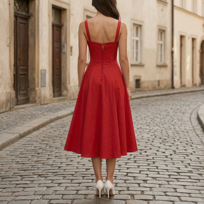 Casual Fit Summer Midi Dress with Square Neckline