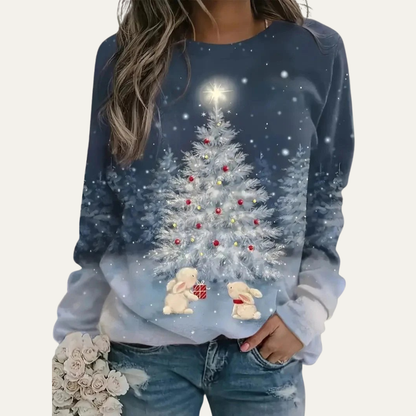 Ladies Festive Holiday Tree Crew Sweatshirt - OutfitLondon