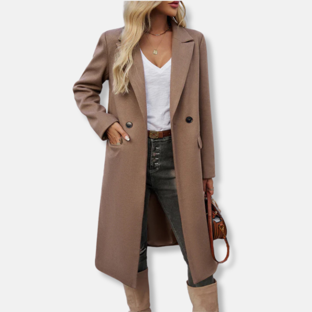 Classic Double Breasted Wool Overcoat for Women