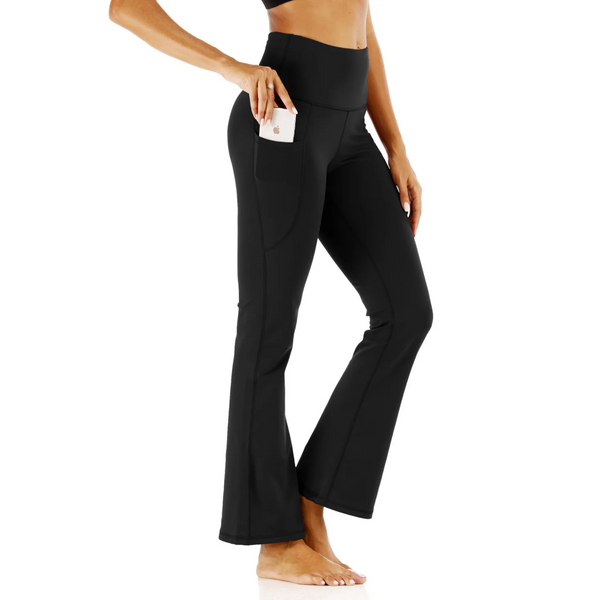 Relaxed Fit High Waist Flare Leg Pants
