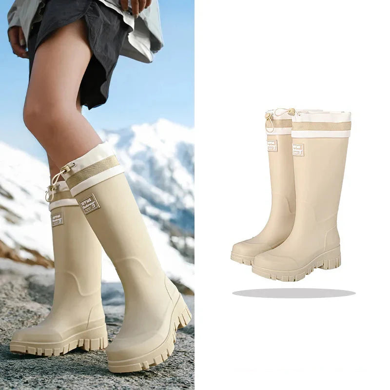 Rain Boots for Autumn - Retro Waterproof Rubber Boots with Non-Slip Sole for Women