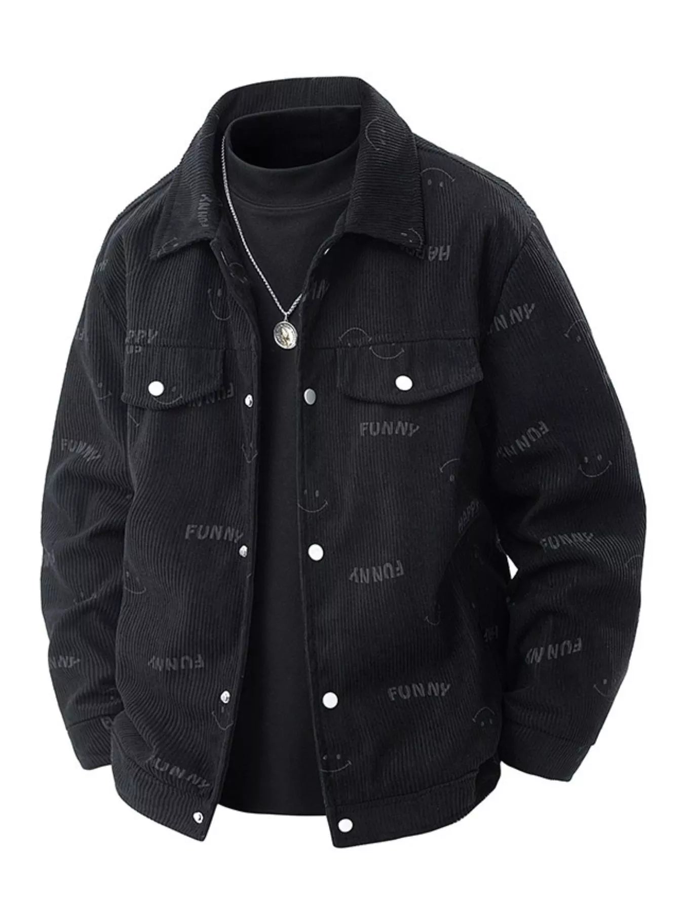 Large Oversized Graphic Zipper Casual Jacket - OutfitLondon