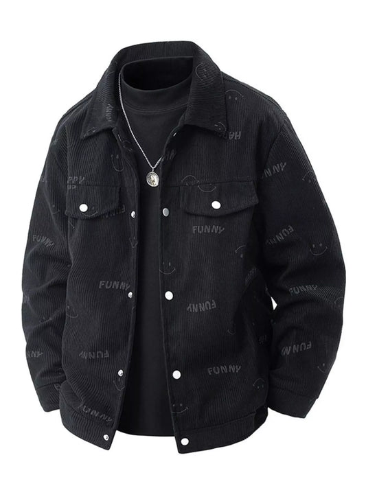 Large Oversized Graphic Zipper Casual Jacket - OutfitLondon