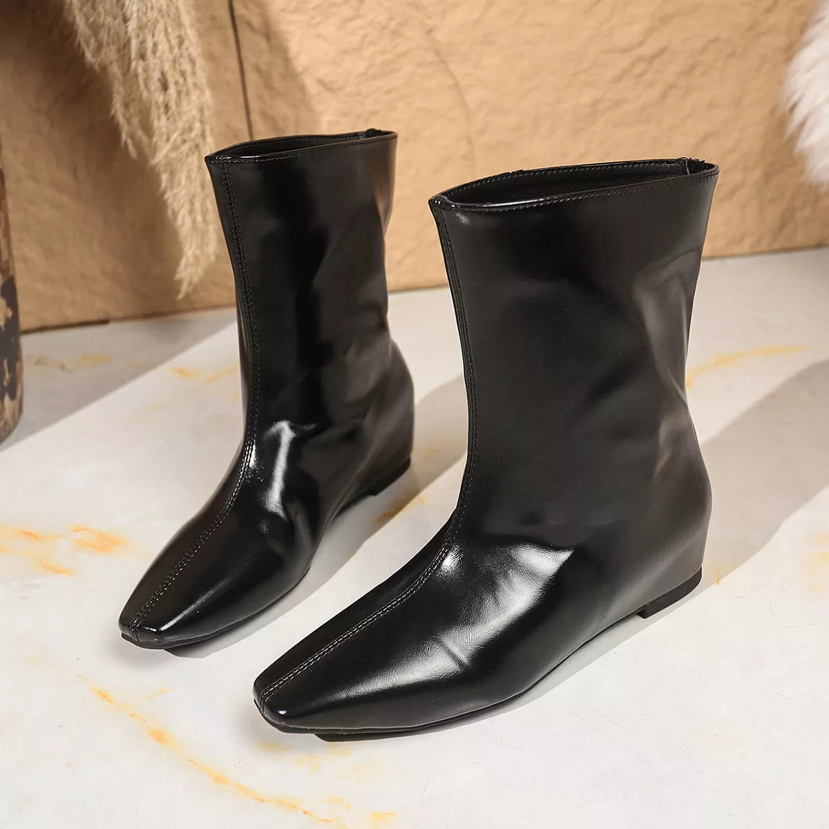 Elegant Low Block Heel Ankle Boots