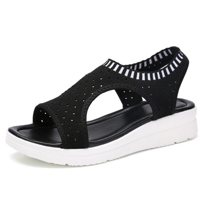 Breathable Peep Toe Light Mesh Flat Tennis Sandals For Women