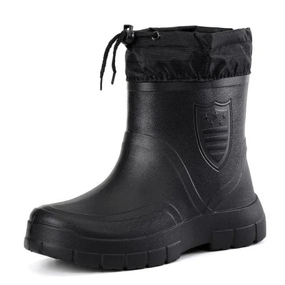 Insulated Men's Rain Boots - Waterproof and Grip Soles