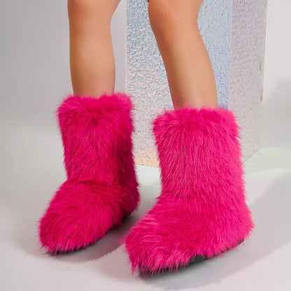 Warm Faux Fur Ankle Boots for Women