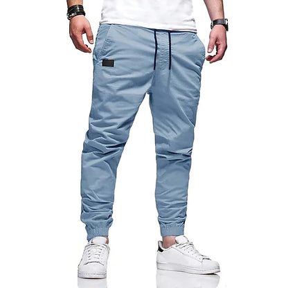 Men's Cargo Pants Joggers Trousers Drawstring Elastic Waistband Stylish Simple Solid Color