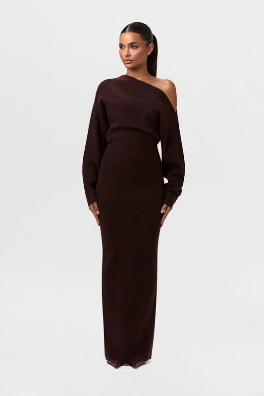 Women's Elegant Off-Shoulder Bodycon Long Sleeve Dress