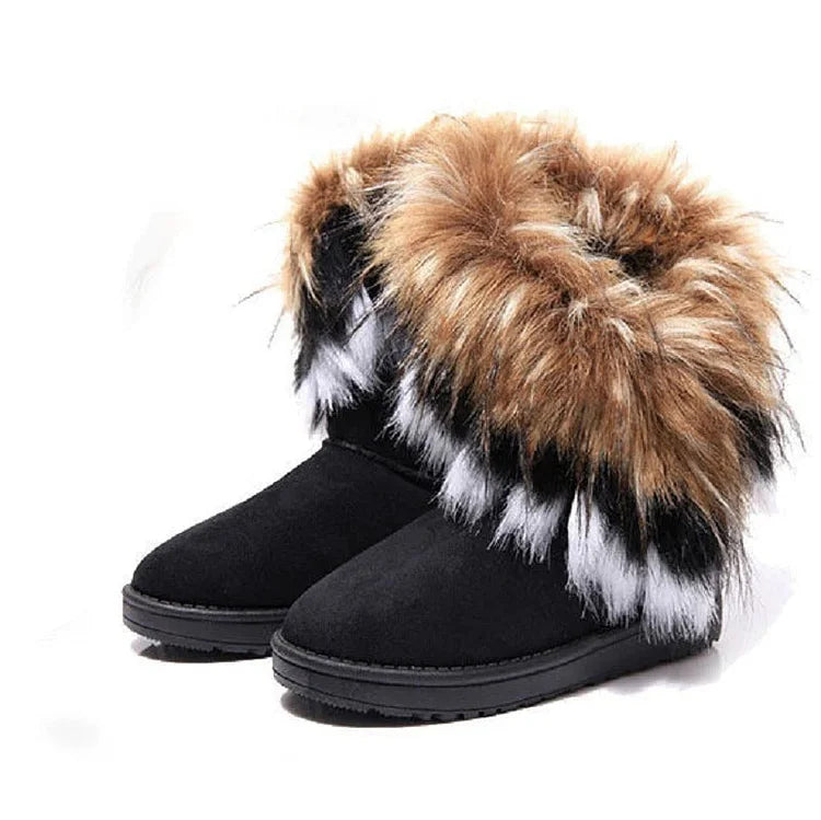 Weiche Warme Kunstpelz-Stiefeletten für Damen