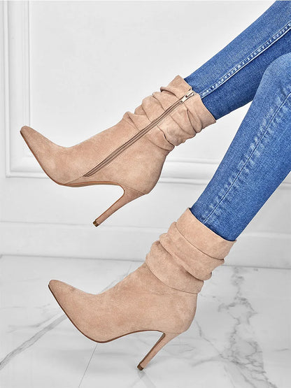 Chic Pointed Toe High Heel Booties