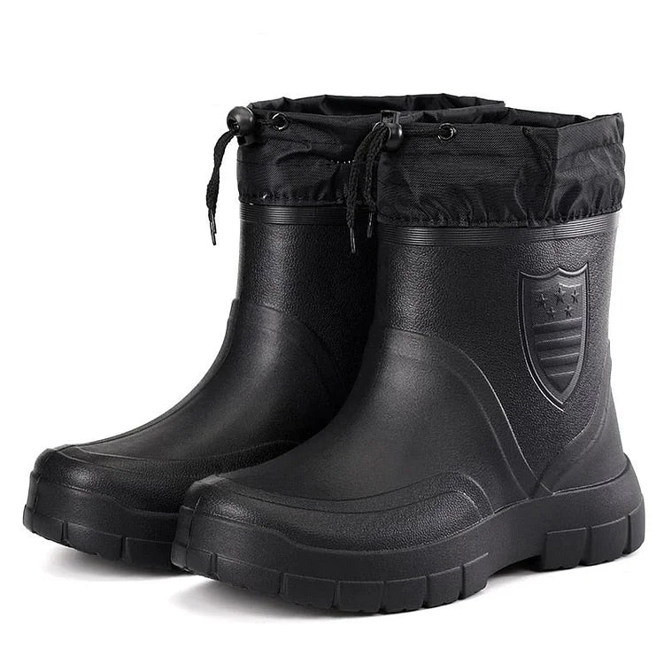 Insulated Men's Rain Boots - Waterproof and Grip Soles - OutfitLondon