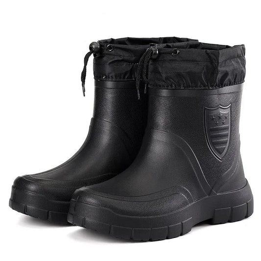 Insulated Men's Rain Boots - Waterproof and Grip Soles - OutfitLondon