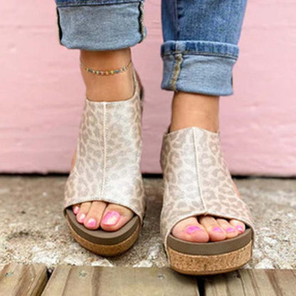 Women's Cork Platform Wedges Slingback Ankle Buckle Strap Sandals