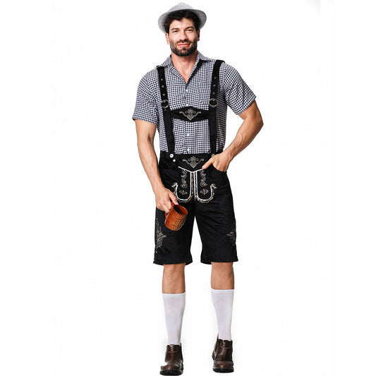 Men's Classic Leather Strap Traditional Costume Pants