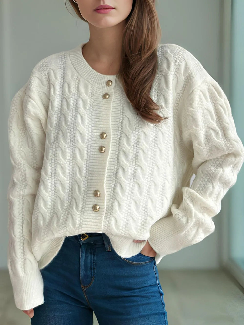 Soft Relaxed Fit Button Front Cardigan Sweater - OutfitLondon