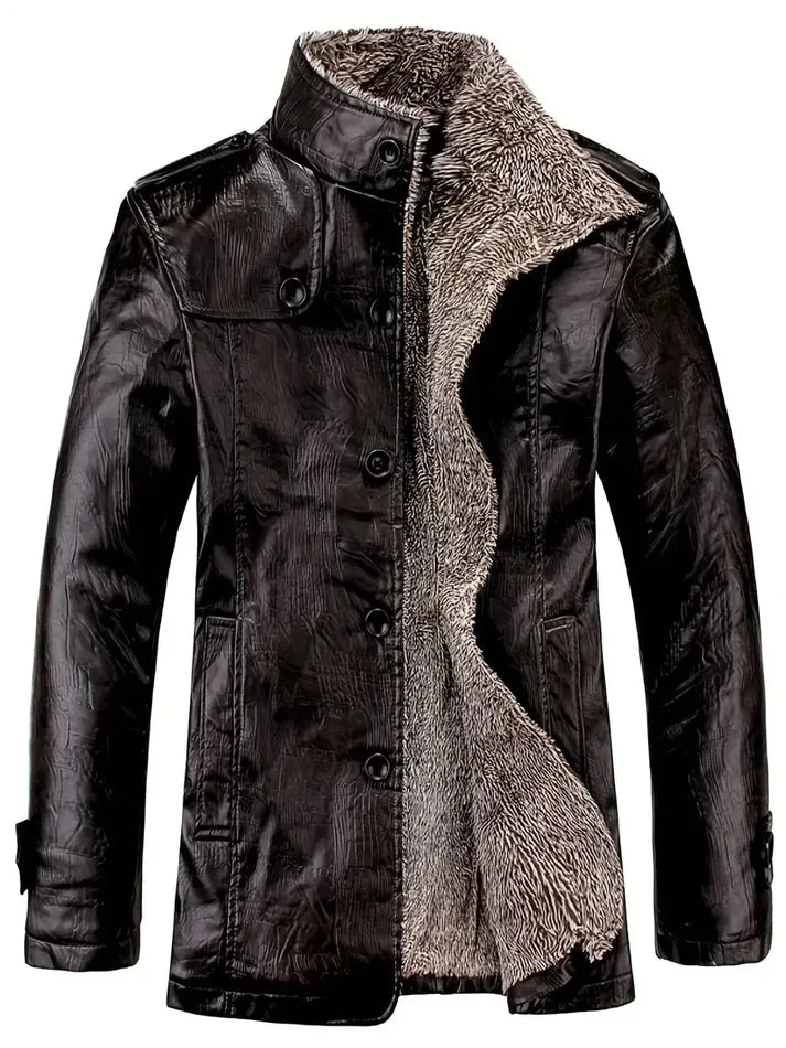 Warm Leather Biker Jacket for Men