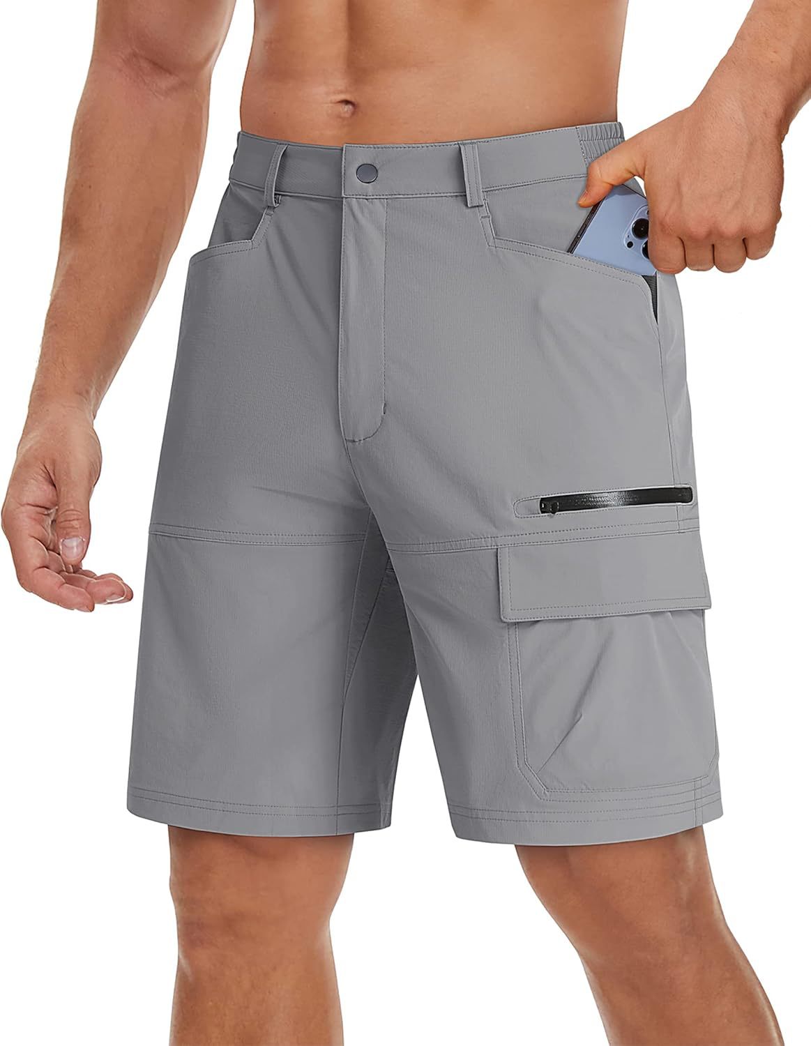 Men's Casual Cotton Cargo Shorts with Multi-Pockets