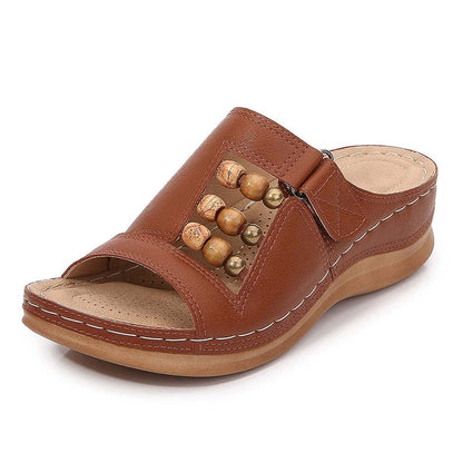 Orthopedic Wedge Heel Slip On Open Toe Mules Sandals Womens Slipper